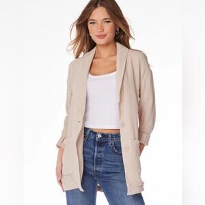 BOBI Dropped Shoulder Oversized 100% Cotton Tan Blazer Medium NEW